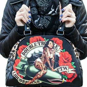 Liquor Brand Retro, Rockabilly Bowler Handbag